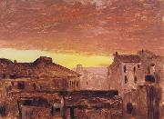 Frederic E.Church Rooftops at Sunset,Rome,Italy Sweden oil painting artist